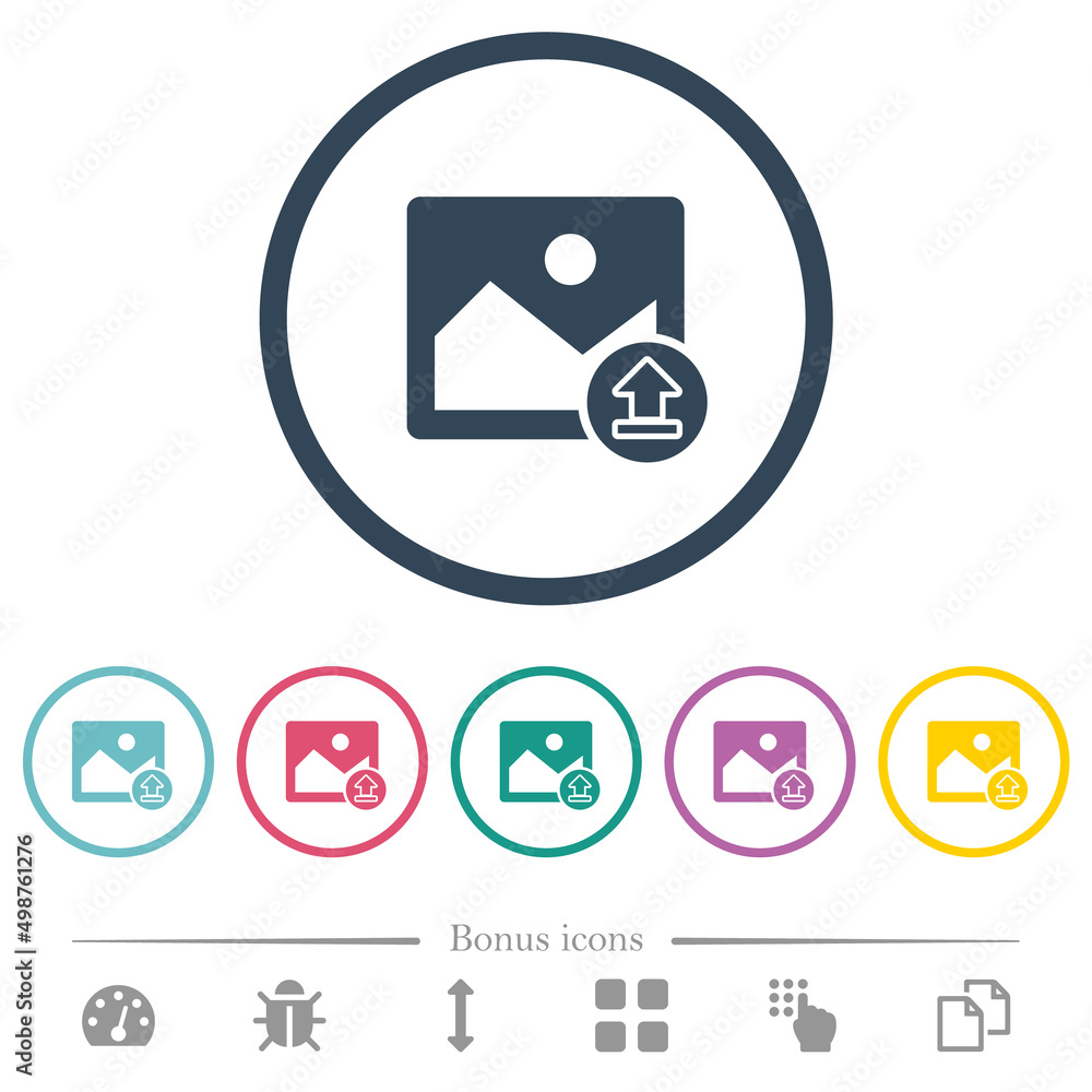 Upload image flat color icons in round outlines Upload image flat color icons in round outlines