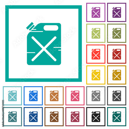 Gas can solid flat color icons with quadrant frames