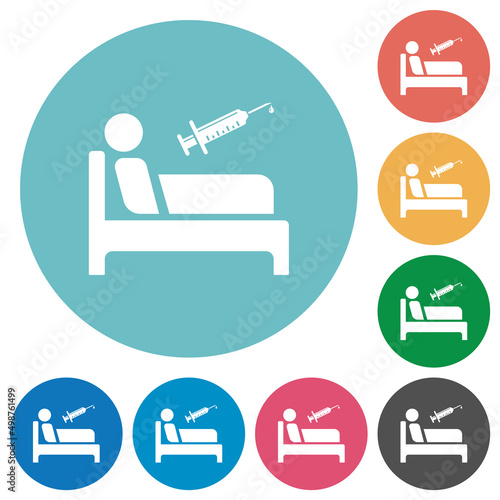 Vaccination ward flat round icons