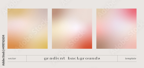 Set of soft gradient texture backgrounds. Minimalist vector backdrop neutral color.