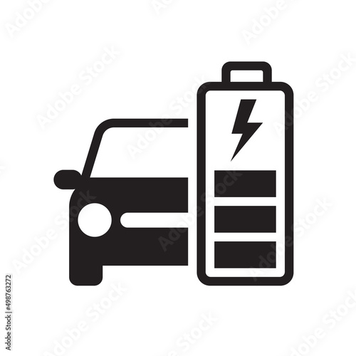 EV car charging battery icon, Electric car refueling energy symbol, Hybrid vehicles eco friendly concept, Vector illustration