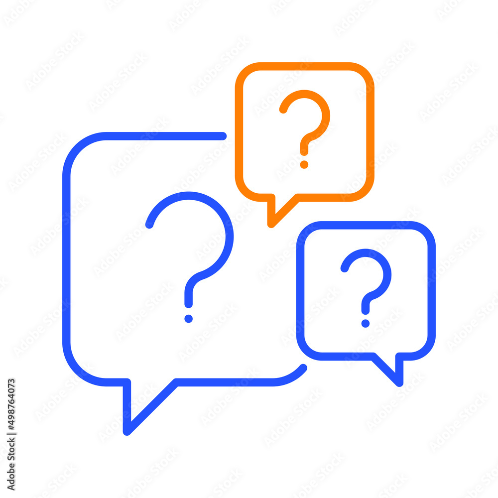 Question bubbles line icon. Ask help sign. Faq questionnaire symbol. Quality design element. Line style question bubbles icon. Editable stroke. Vector Question bubbles line icon. Ask help sign. Faq questionnaire symbol. Quality design element. Line style question bubbles icon. Editable stroke. Vector