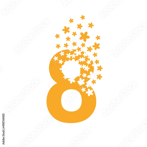 Number 8 dissolves into a cloud of flowers