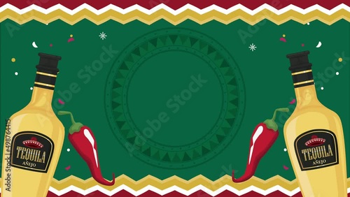 mexican fiesta celebration with tequila bottles