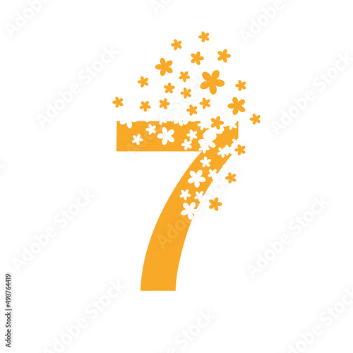 Number 7 dissolves into a cloud of flowers