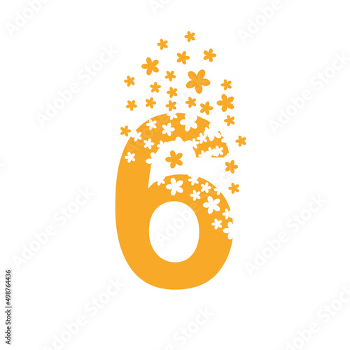 Number 6 dissolves into a cloud of flowers