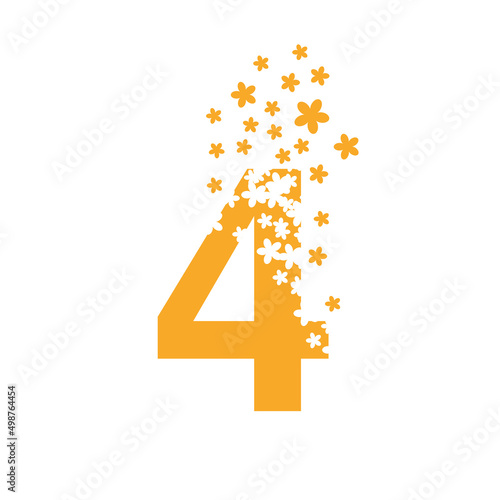 Number 4 dissolves into a cloud of flowers