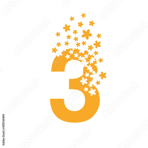 Number 3 dissolves into a cloud of flowers