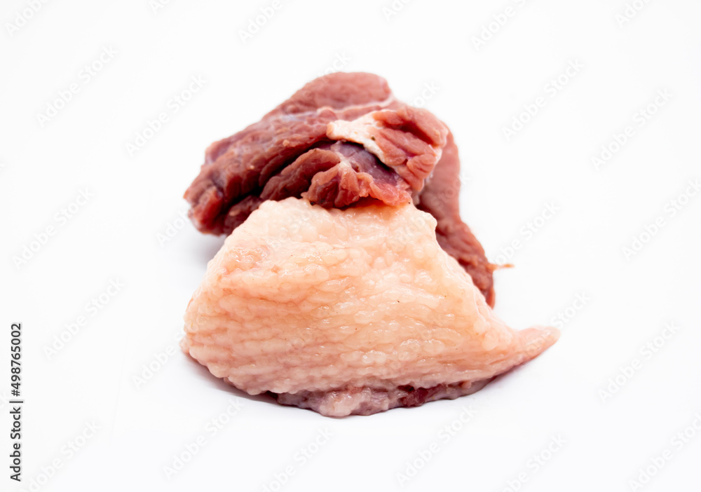 fresh Beef fat isolate on white background, fresh Beef fat isolate on white background,
