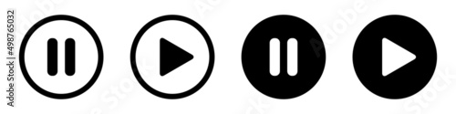 Play and Pause Button Icon, Vector Illustration