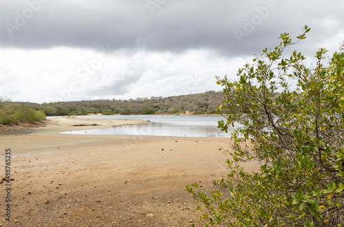 Walking around the shores of the Jan Thiel salt flats on the Caribbean island Curacao