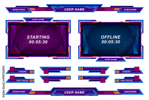 Set futuristic stream overlay geometric frames template vector