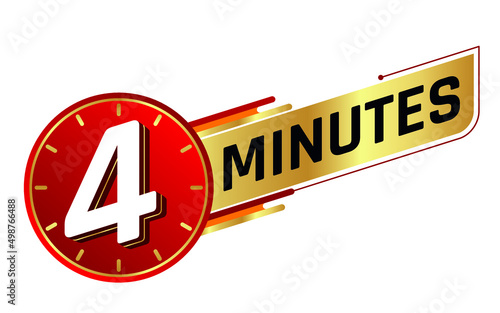 4 minutes isolated on white background. Time concept. Vector illustration.	
