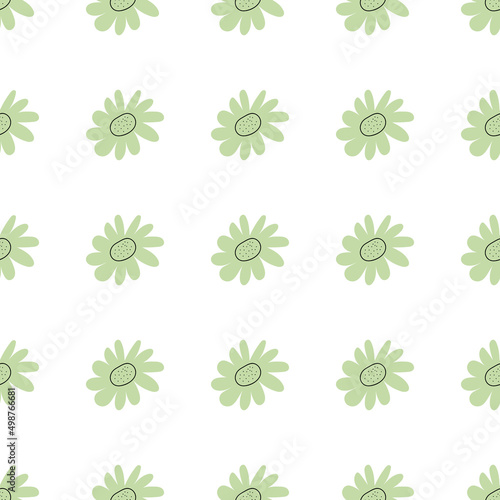Floral seamless vector pattern with flowers. Spring flora. Simple hand-drawn kids style. Pretty ditsy for fabric, textile, wallpaper. Digital paper in white background