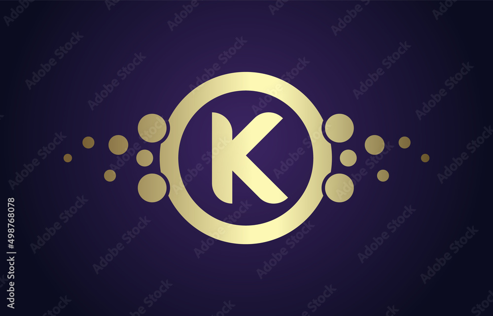Dots Letter K Logo in Gold and Purple Gradient. Alphabet Dotted Icon Vector Design, EPS10.
Dots Letter K Logo in Gold and Purple Gradient. Alphabet Dotted Icon Vector Design, EPS10.