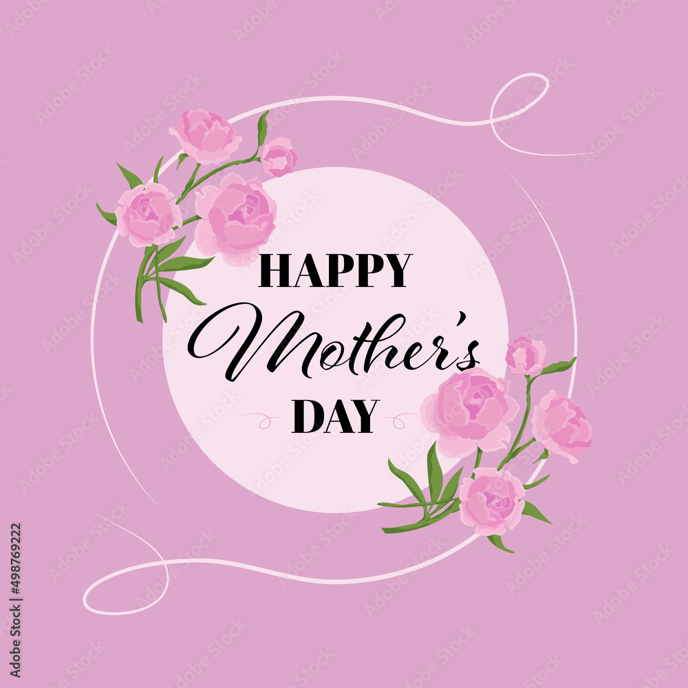 Happy Mother's Day Card with Peonies and Text