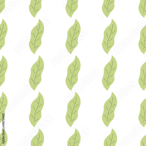 Leafs seamless pattern. Vector hand drawn botanical illustration. Pretty scandi style for fabric  textile  wallpaper. Digital paper in white background