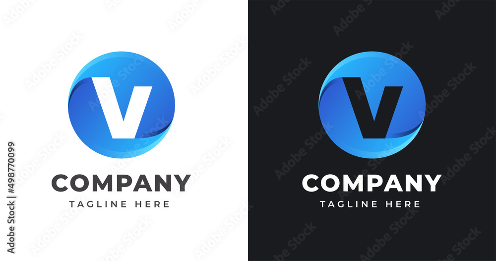 Letter V logo design template with circle shape concept gradient element geometric Letter V logo design template with circle shape concept gradient element geometric