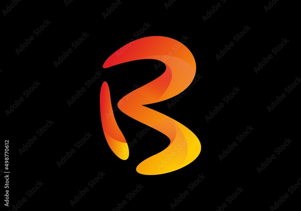 Obraz premium Yellow red gradient color of B initial letter
