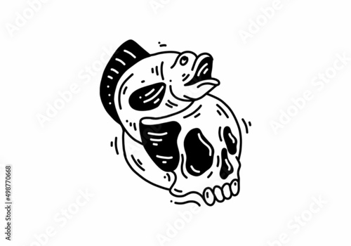 Fish and skull head illustration