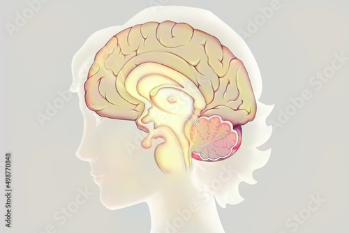 Anatomy of the encephalon with cerebral cortex diencephalon. photo