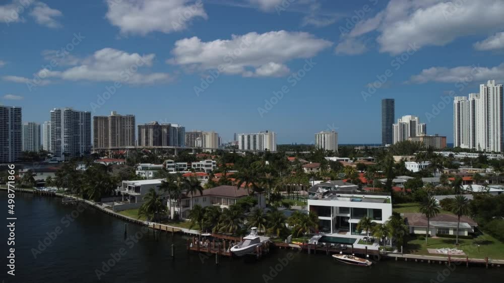 Aerial view of luxury oceanfront condos and waterfront homes and mansions Aerial view of luxury oceanfront condos and waterfront homes and mansions