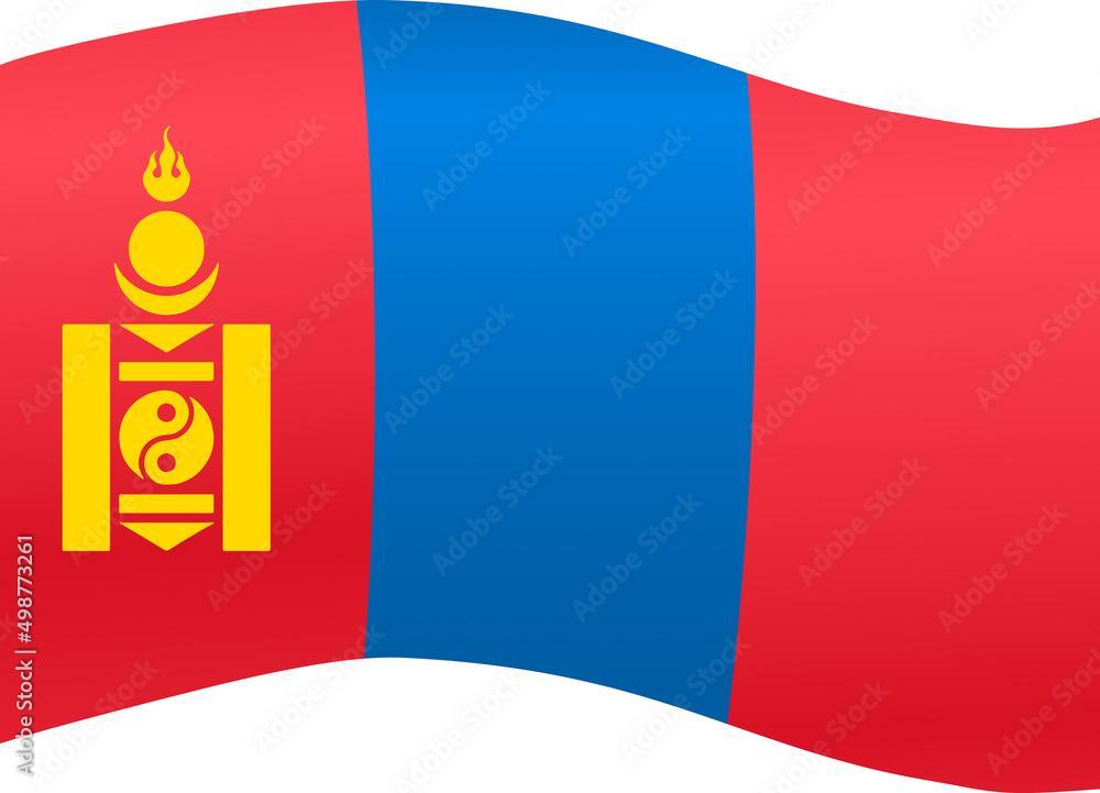 Naklejka premium Mongolia flag wave isolated on png or transparent background,Symbol Mongolia,template for banner,card,advertising ,promote,and business matching country poster, vector illustration