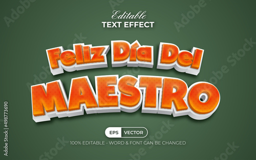 Feliz dia del maestro text effect style. Editable text effect. photo