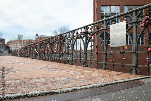 Oriental carpet made of stone on a bridge in Hamburg, Germany