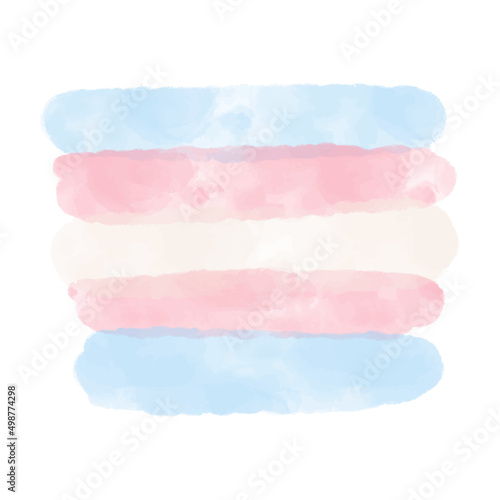 Watercolor Transgender pride flag in baby blue, pink and white stripes. Vector watercolour textured isolated background for Transgender Day of Remembrance, Trans Parent Day, Transgender Awareness