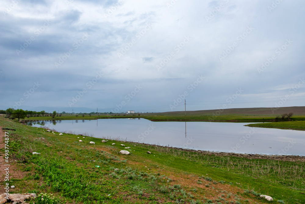 landscape with river and blue sky