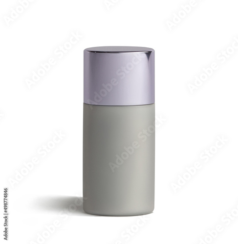 Grey color cosmetic bottle without label isolated on white background