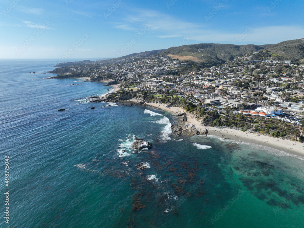 Aerial view of South California Coastline during sunny day, USA