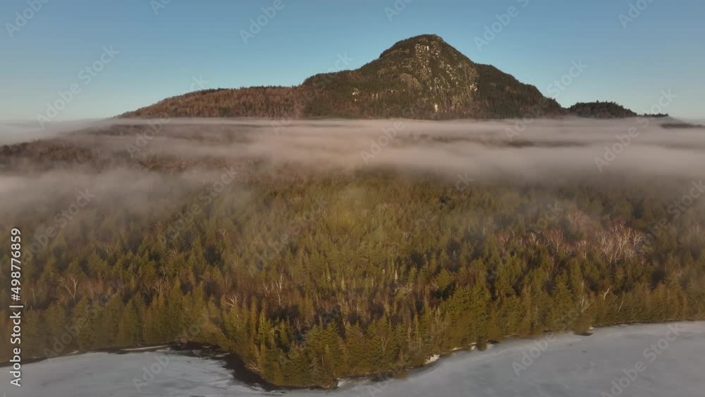 Mount. Borestone lightly covered with fog aerial Mount. Borestone lightly covered with fog aerial