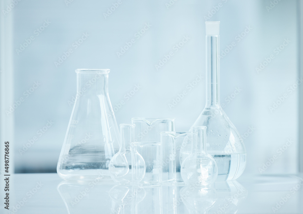 You have to be exact with your measurements. Shot of a variety of glass beakers in a lab. You have to be exact with your measurements. Shot of a variety of glass beakers in a lab.
