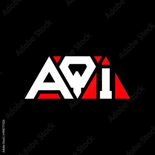 AQI letter logo design with polygon shape. AQI polygon and cube shape logo design. AQI hexagon vector logo template white and black colors. AQI monogram, business and real estate logo.