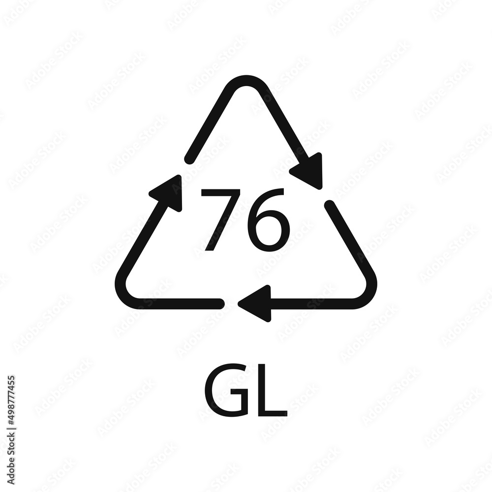 Crystal Glass recycling code 76 GL. Vector illustration Crystal Glass recycling code 76 GL. Vector illustration
