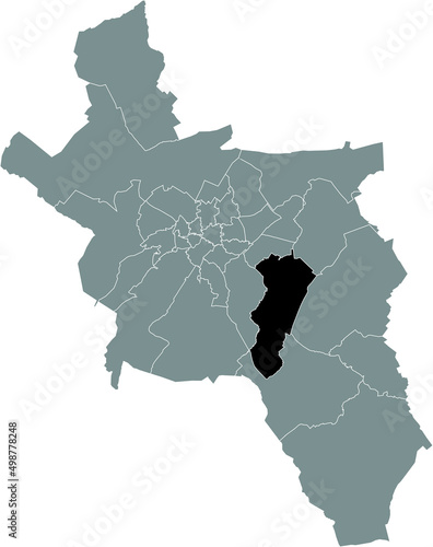 Black flat blank highlighted location map of the FORST DISTRICT inside gray administrative map of Aachen  Germany