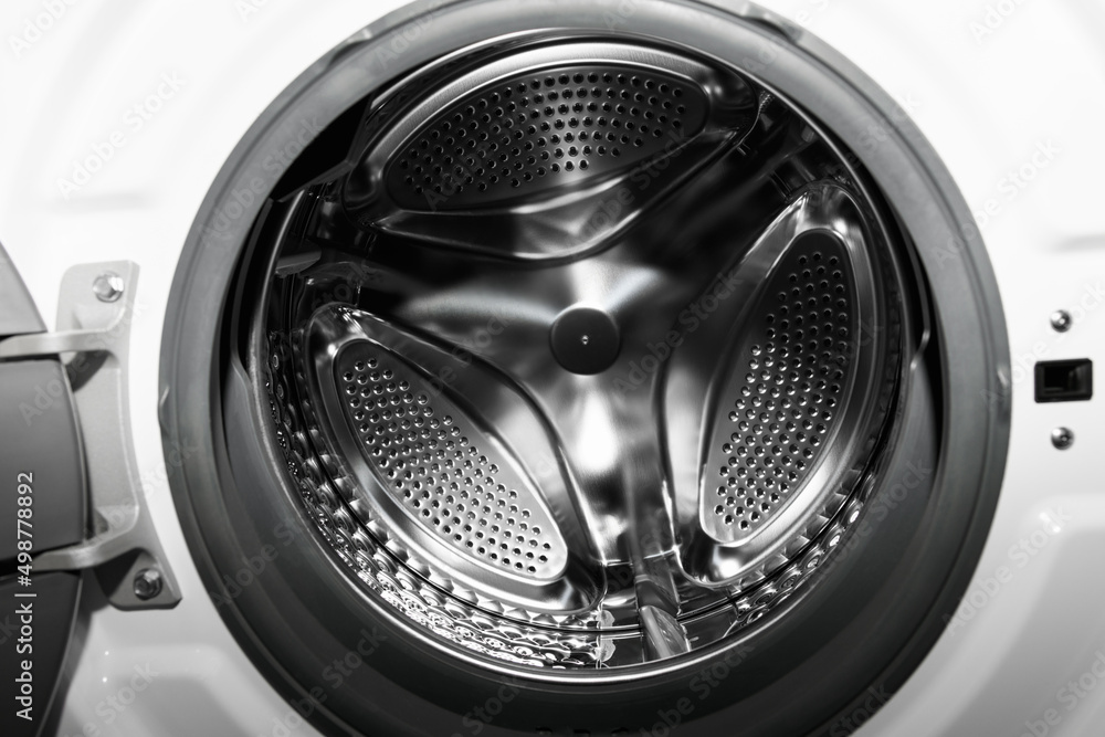 Drum of washing machine dry and clean close-up Drum of washing machine dry and clean close-up