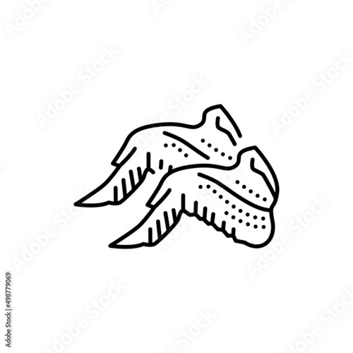 Chicken wings color line icon. Cutting meat.