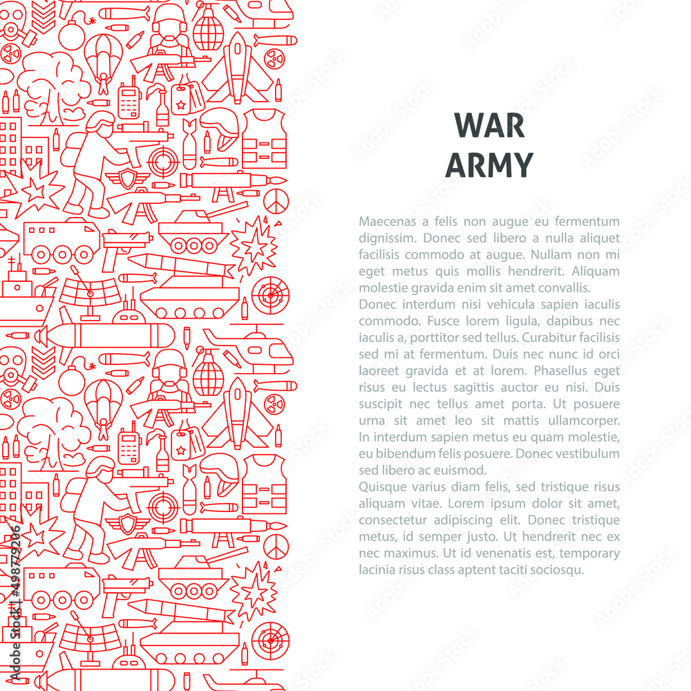 War Army Line Pattern Concept. Vector Illustration of Outline Design.