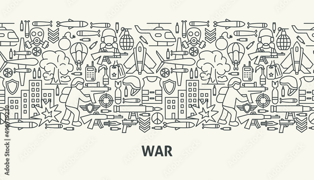 War Banner Concept. Vector Illustration of Outline Design.