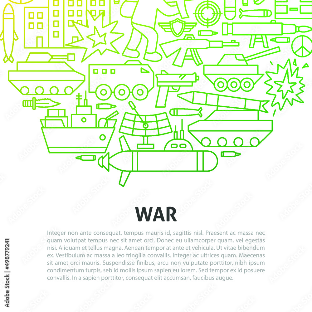 War Line Concept. Vector Illustration of Outline Design.