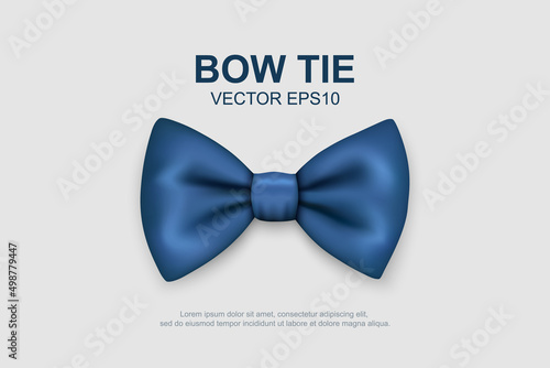 Fotografie, Obraz Vector 3d Realistic Blue Bow Tie Icon Closeup Isolated on White Background