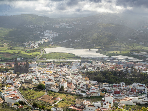 General view of Arucas town with the San Juan Bautista Church, Gran Canaria Island,Spain