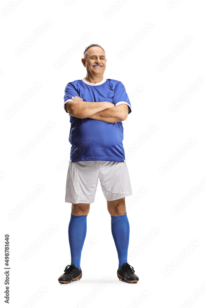Full length portrait of a mature man in a football jersey posing Full length portrait of a mature man in a football jersey posing