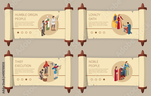 Medieval Isometric Banners Set