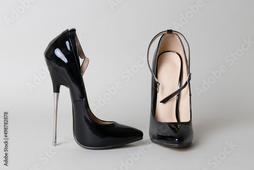 fetish black shine extreme high heels photo