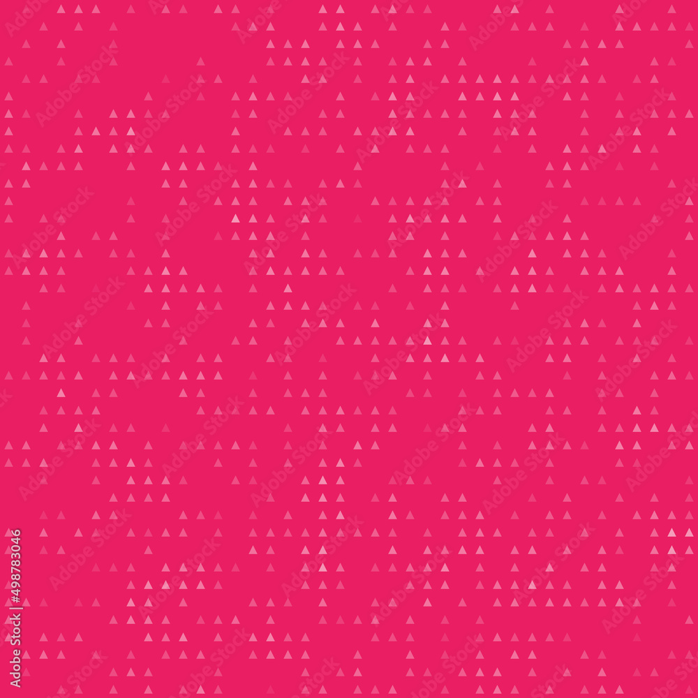 Abstract seamless geometric pattern. Mosaic background of white triangles. Evenly spaced small shapes of different color. Vector illustration on pink background Abstract seamless geometric pattern. Mosaic background of white triangles. Evenly spaced small shapes of different color. Vector illustration on pink background