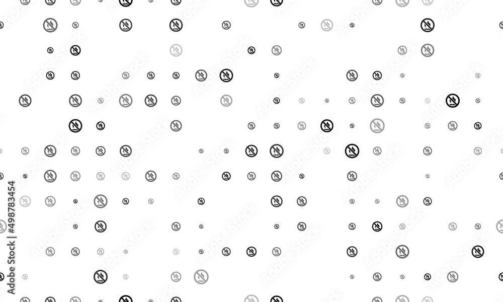 Seamless background pattern of evenly spaced black no gas symbols of different sizes and opacity. Vector illustration on white background Seamless background pattern of evenly spaced black no gas symbols of different sizes and opacity. Vector illustration on white background